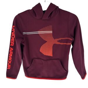 Under Armour Sweatshirt Youth M Red Burgundy Hoodie Hooded Cold Gear Loose